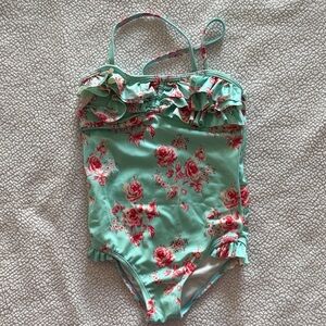 Janie and Jack Mint Floral Ruffle One-Piece Swimsuit